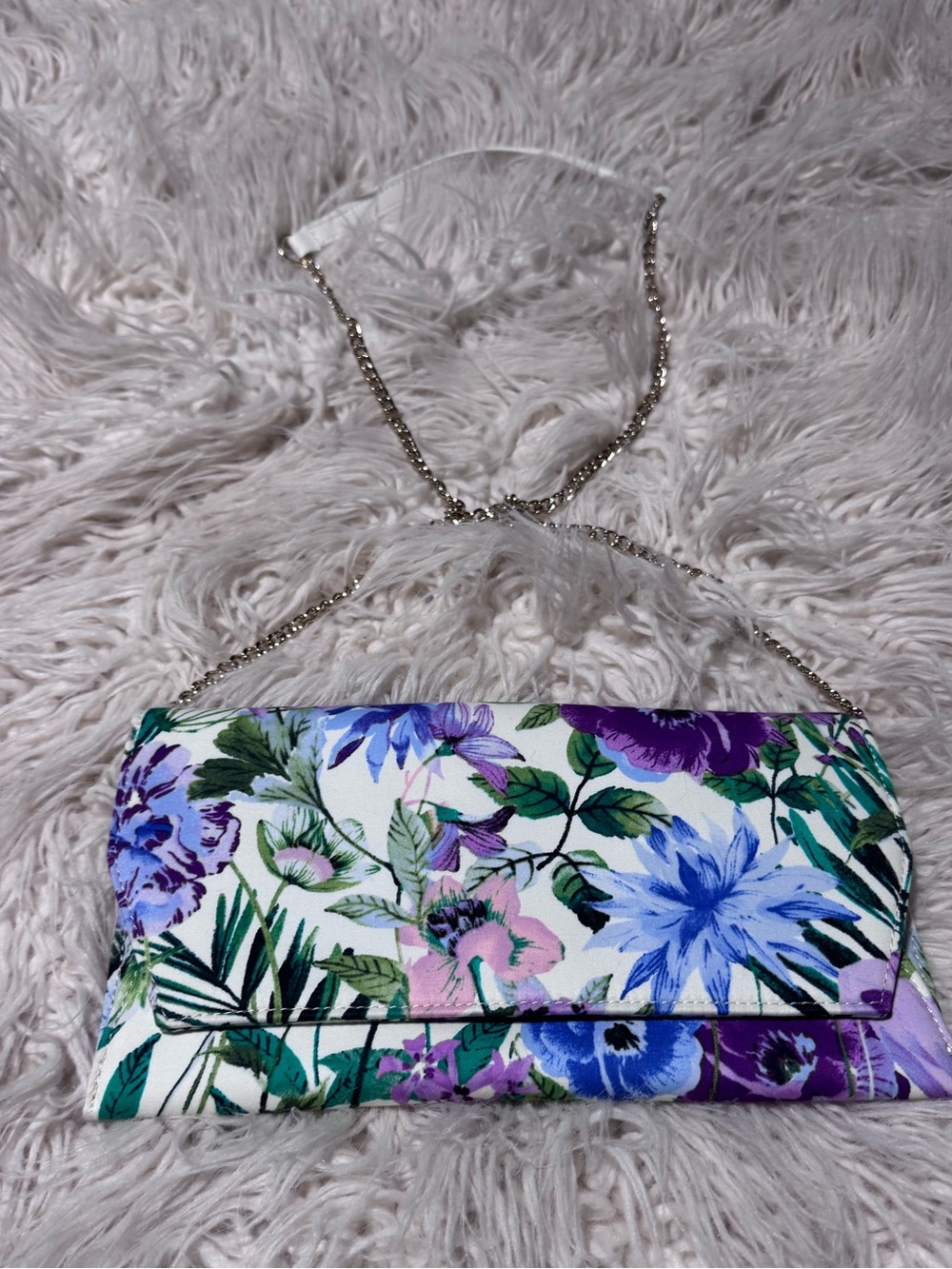 Talbots floral envelope crossbody bag Leather Trim And Chain Link Strap